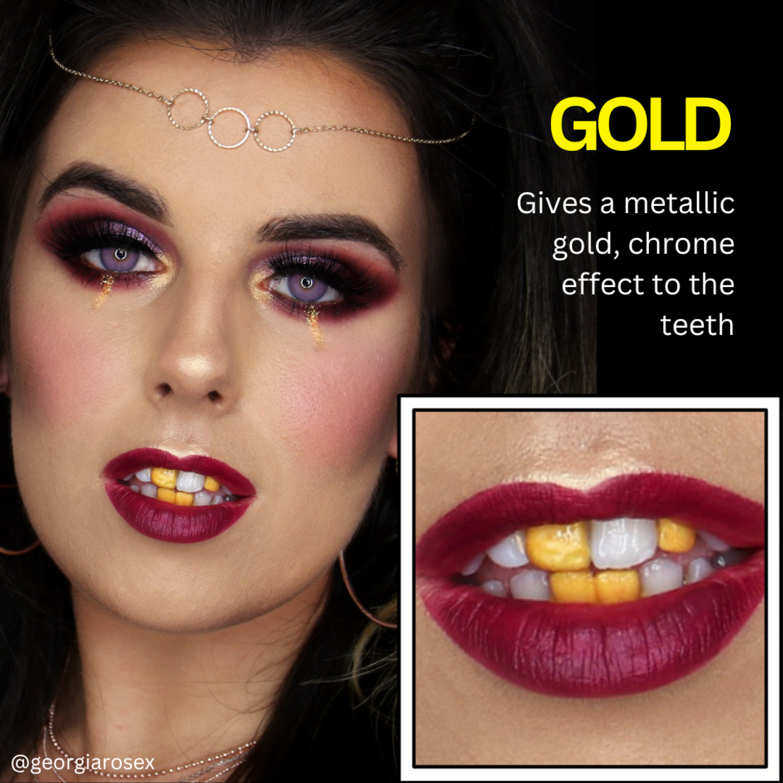 MEHRON Tooth FX Gold 4 ml – Vopsea Aurie pentru Dinți, Machiaj SFX și Efecte Speciale