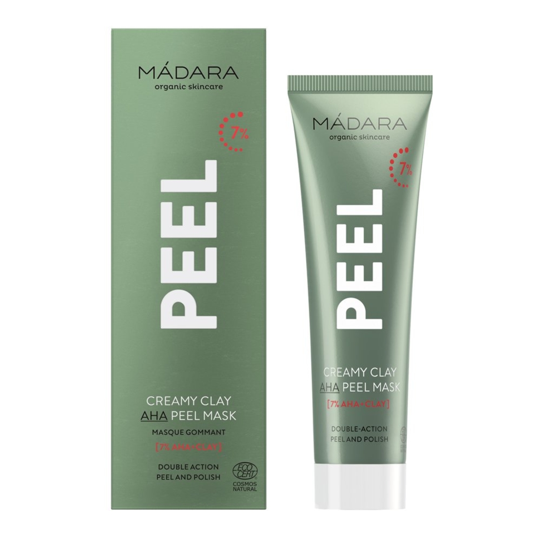 MÁDARA Creamy Clay Mască Peeling AHA BIO & VEGAN – 60 ml | Acid Lactic 7%