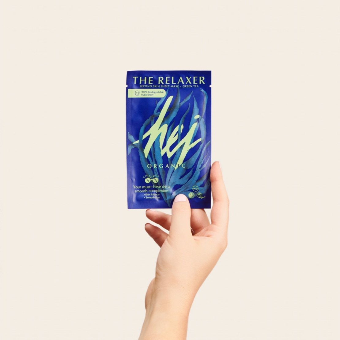 HEJ ORGANIC THE RELAXER – Mască facială calmantă cu Matcha, Alge și Ulei de Cânepă