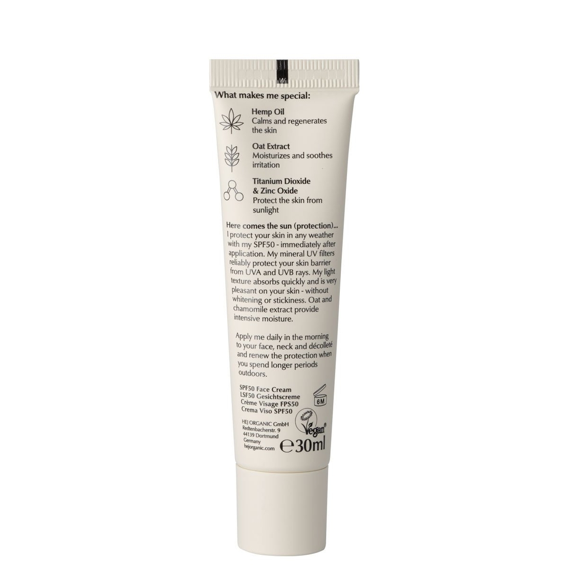 HEJ ORGANIC Fluid de zi SPF 50 SENSITIVE 30ml – Protecție solară minerală