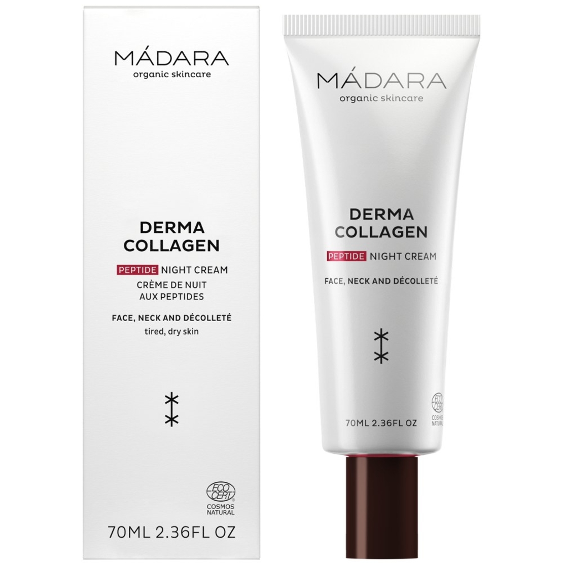 MÁDARA Derma Collagen Cremă de Noapte BIO VEGAN cu Peptide – 70 ml | Fermitate și Hidratare