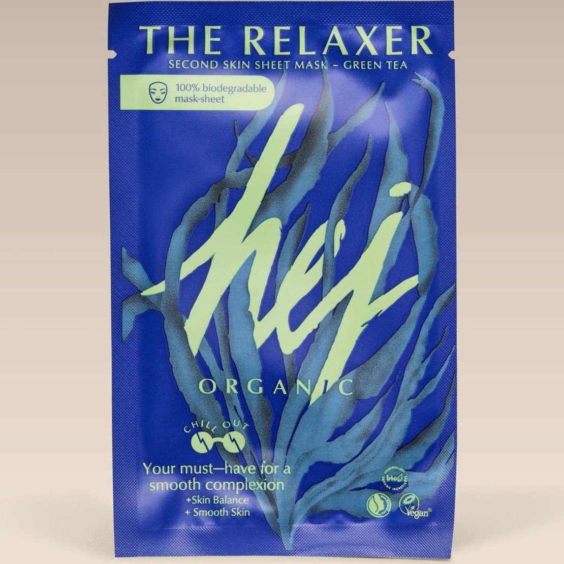 HEJ ORGANIC THE RELAXER – Mască facială calmantă cu Matcha, Alge și Ulei de Cânepă