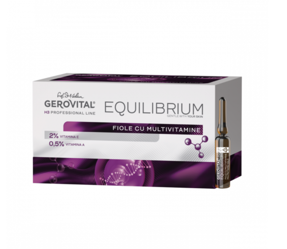 Gerovital H3 Equilibrium - Fiole cu Multivitamine, Booster Antioxidant pentru Strălucire și Regenerare