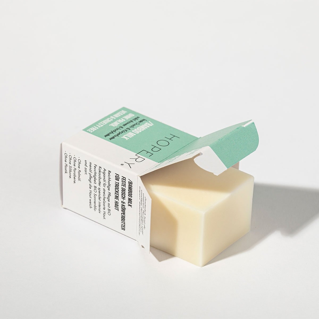 HOPERY Unt solid de corp + duș Bamboo Milk 40g – 2 în 1, vegan și natural