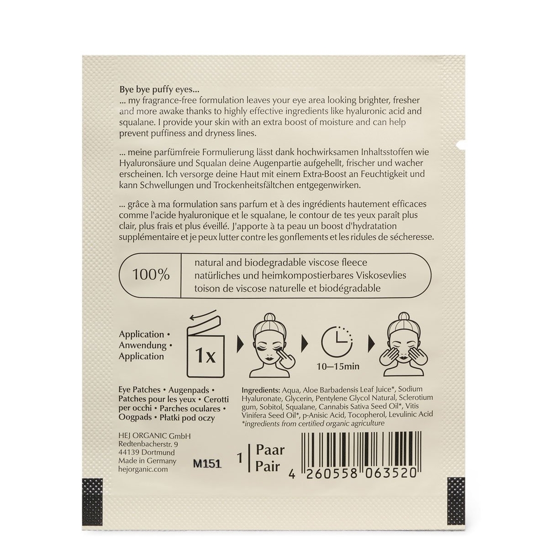 HEJ ORGANIC Paduri pentru ochi SENSITIVE cu acid hialuronic 3ml