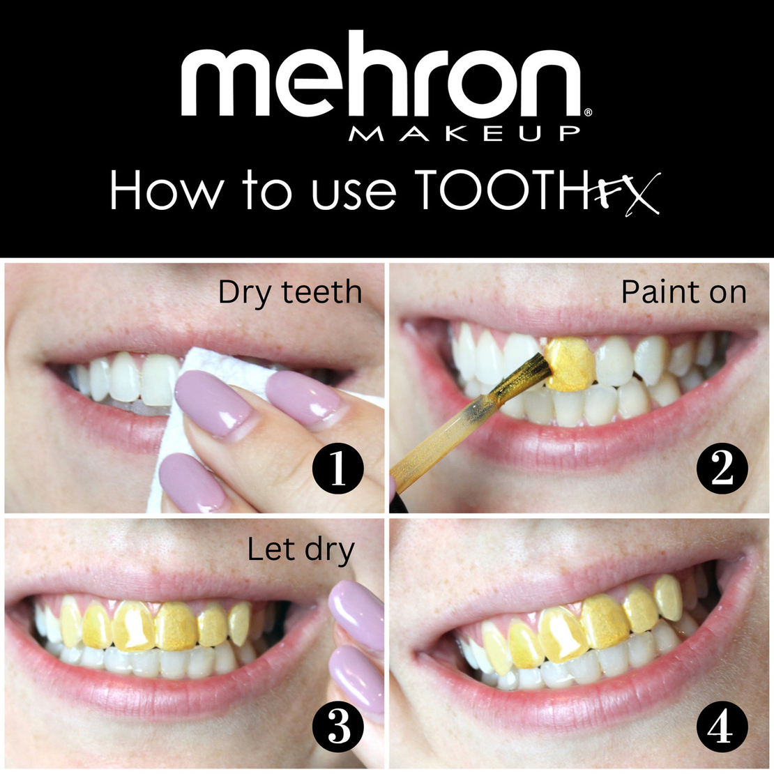 MEHRON Tooth FX Gold 4 ml – Vopsea Aurie pentru Dinți, Machiaj SFX și Efecte Speciale