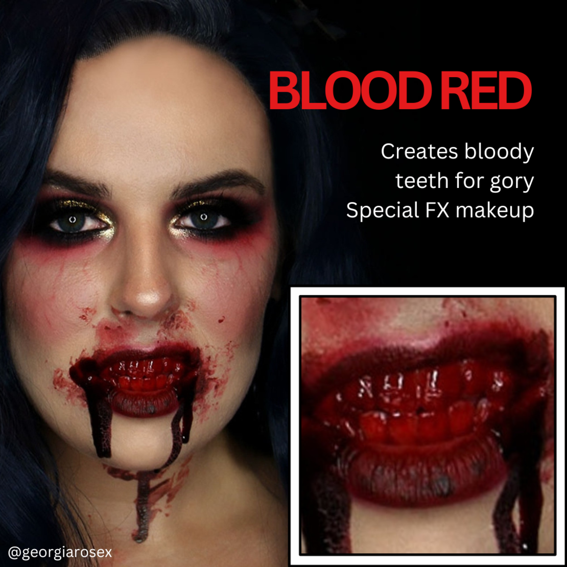 MEHRON Tooth FX Blood Red 4 ml – Vopsea Roșie pentru Dinți, Machiaj SFX și Halloween