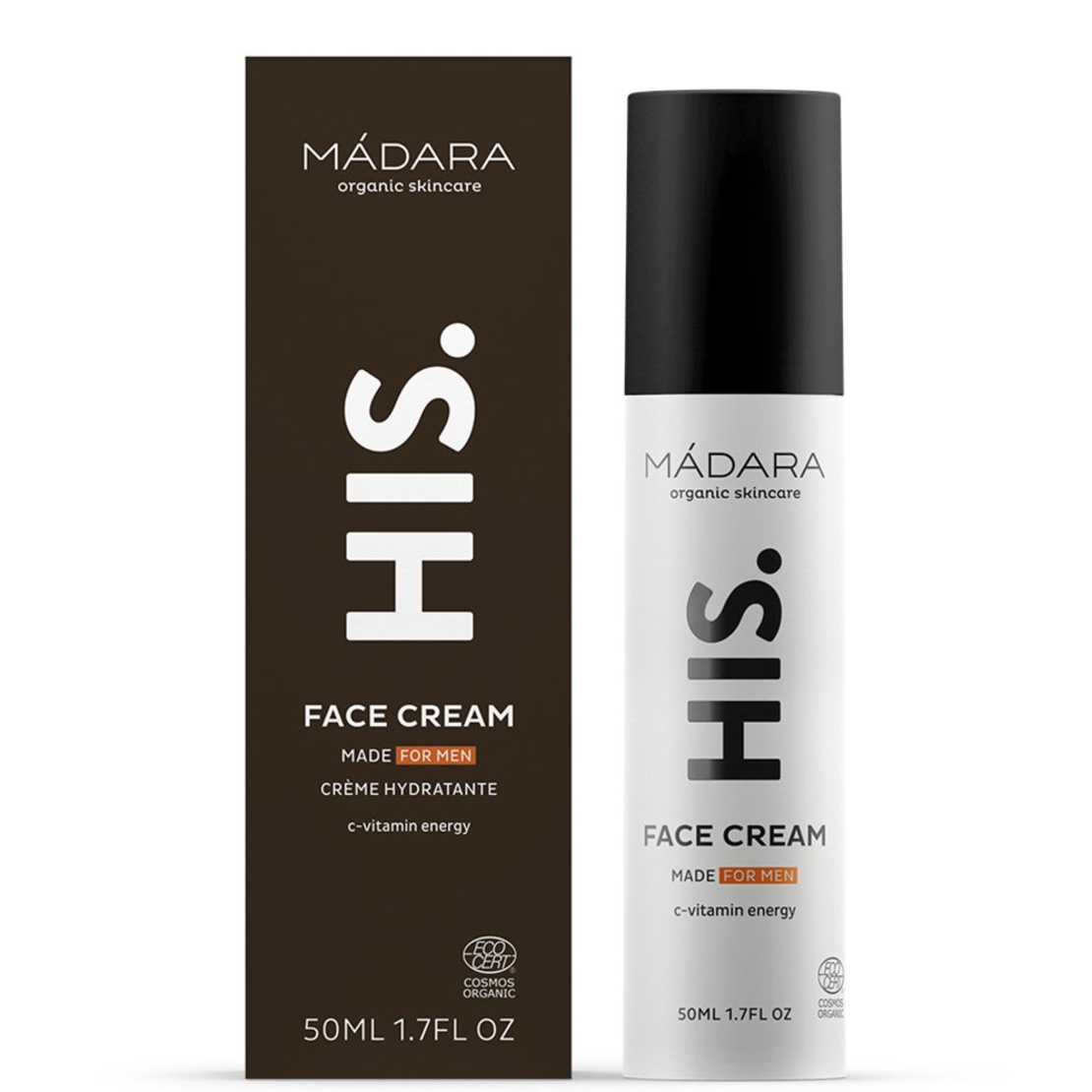 MÁDARA HIS Cremă de Față pentru Bărbați – 50ml | Hidratantă Vegană Organică