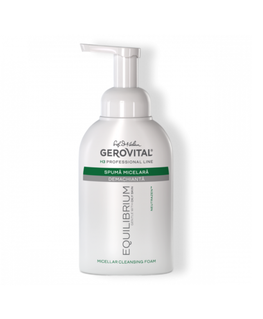 Gerovital H3 Equilibrium - Spumă Micelară Demachiantă pentru Curățare Delicată, pentru Toate Tipurile de Ten 300 ml