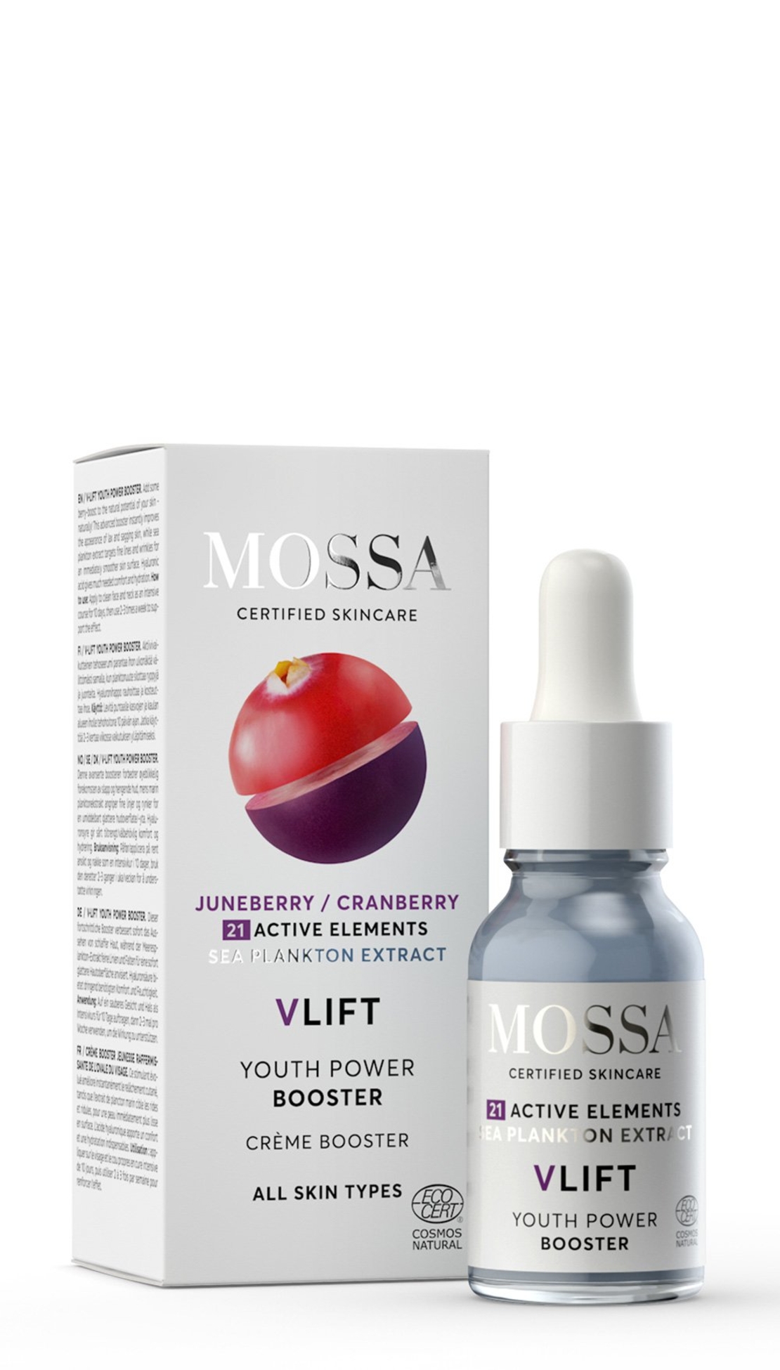 MOSSA V LIFT Youth Power Booster – Ser facial bio cu efect de lifting și fermitate 15ml