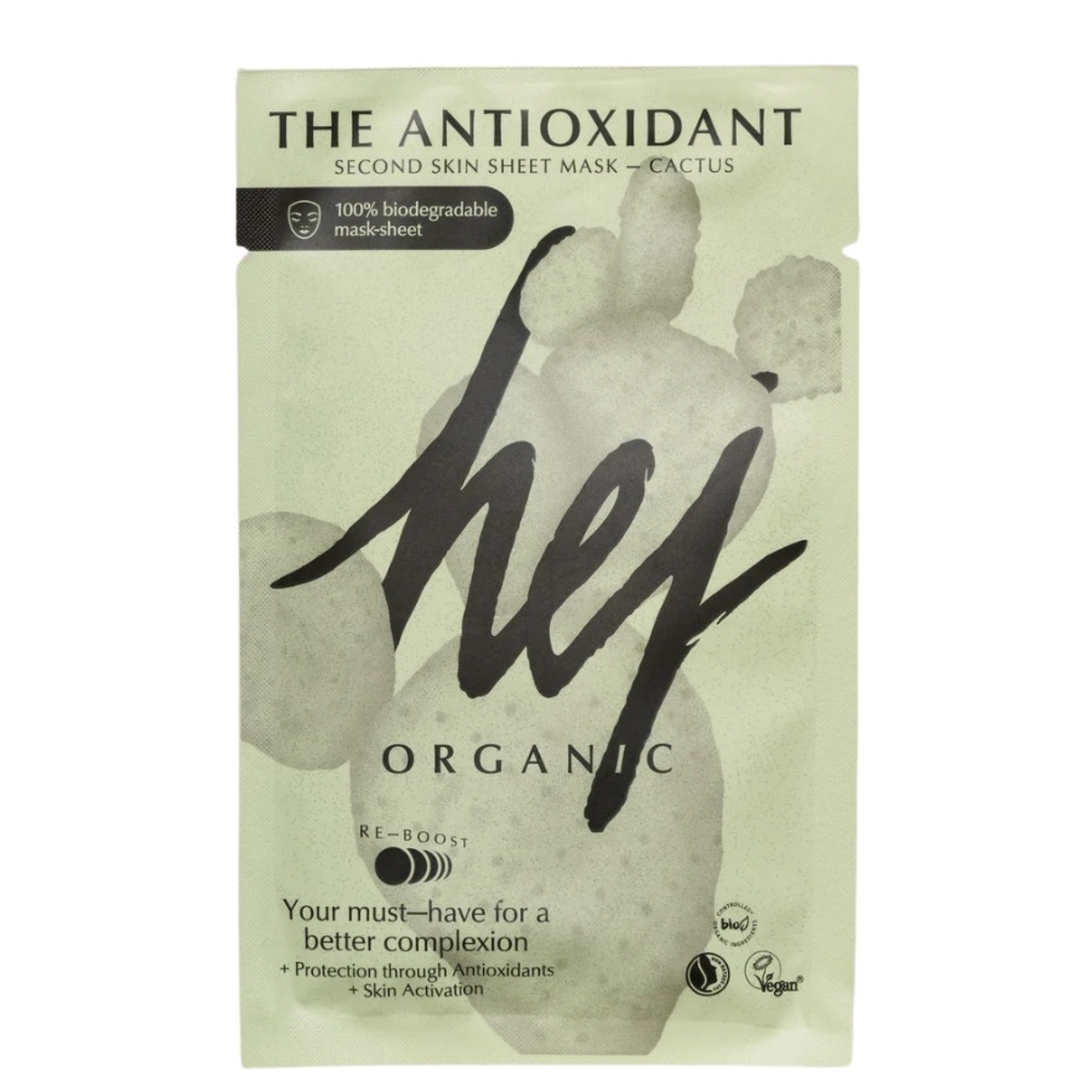 HEJ ORGANIC THE ANTIOXIDANT Mască facială tip șervețel vegană cu ulei de cactus și argan