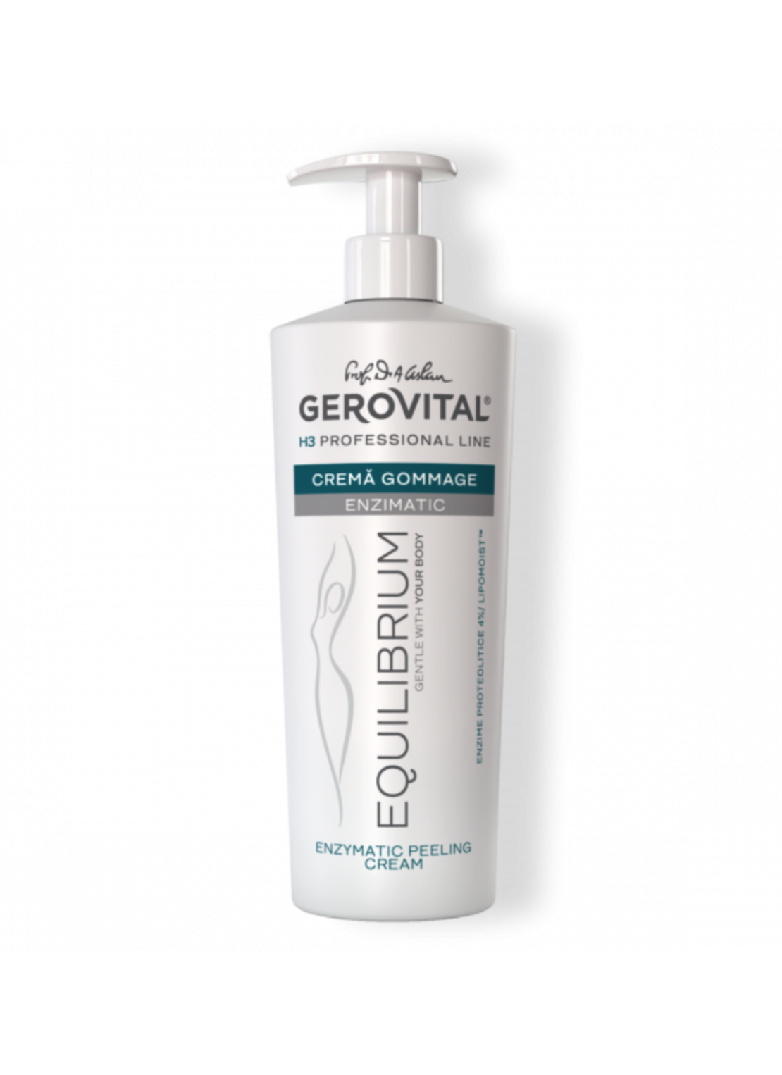 Gerovital H3 Equilibrium - Cremă Gommage Enzimatic pentru Corp cu Enzime și Lipomoist™ 500 ml
