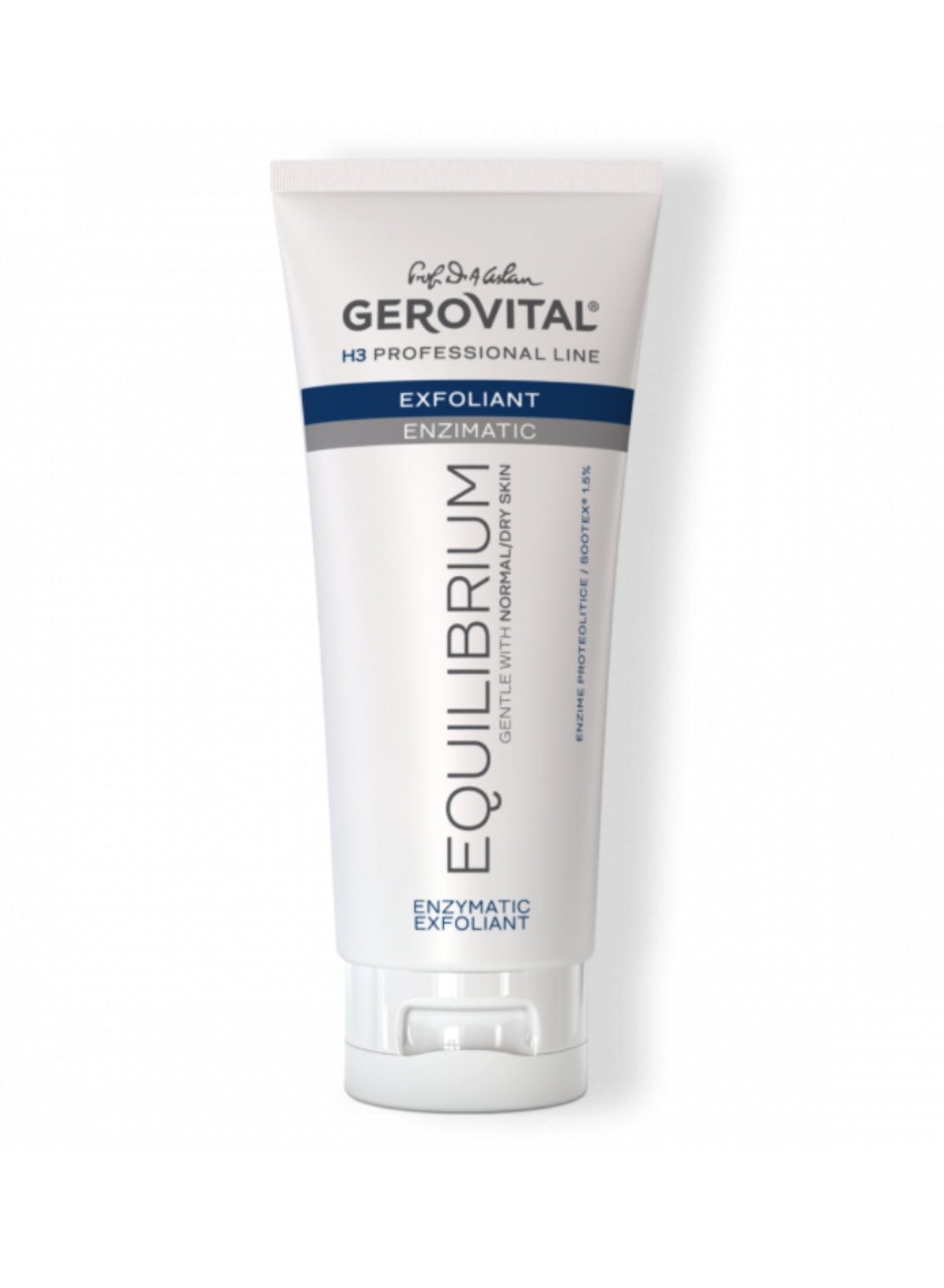 Gerovital H3 Equilibrium - Exfoliant Enzimatic pentru Peeling, pentru Ten Uscat, Sensibil sau Normal cu Papaină și Sootex™ 200 ml
