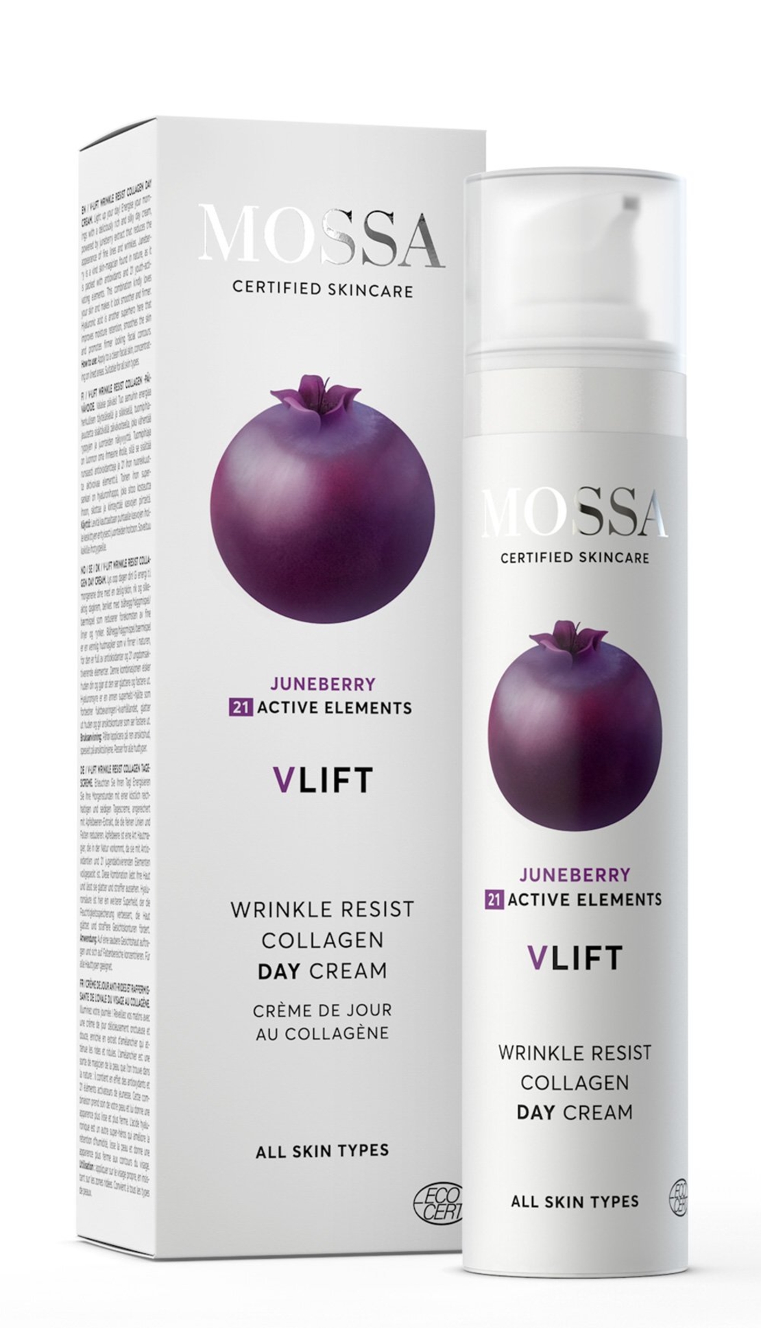 MOSSA V LIFT Wrinkle Resist – Cremă de zi BIO cu colagen și acid hialuronic 50ml