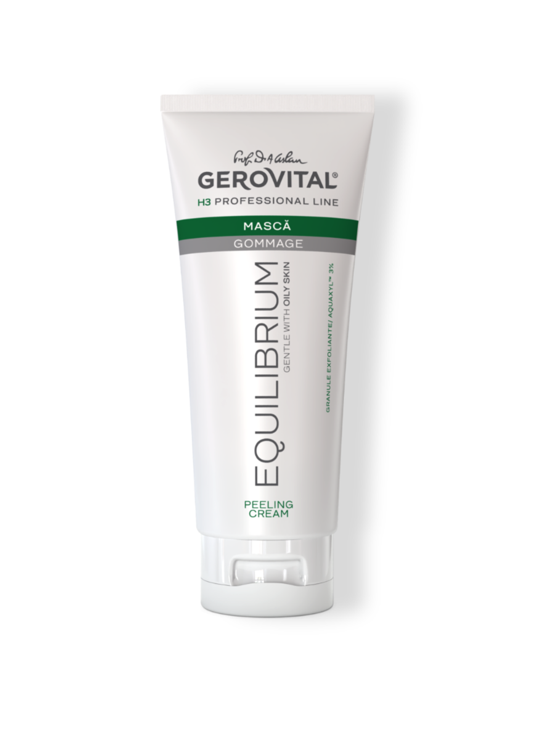 Gerovital H3 Equilibrium - Mască Gommage Exfoliantă pentru Ten Gras și Normal cu Sâmburi de Caisă 200 ml