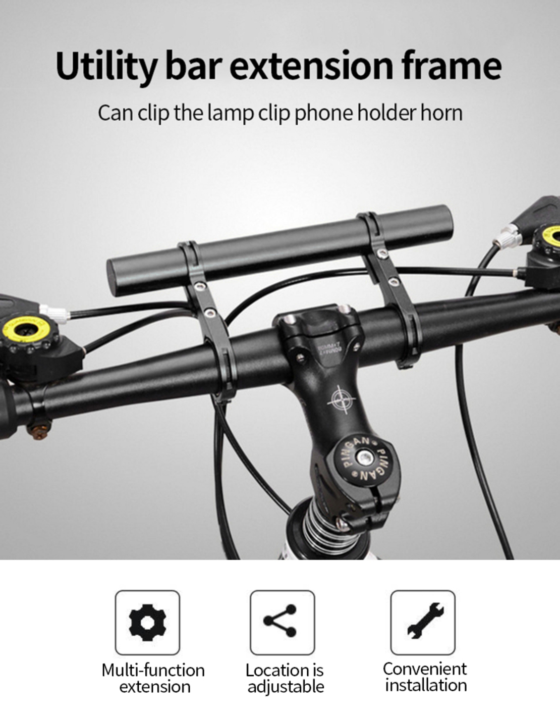 Extensie ghidon 20cm pentru lantern, telefon, gps