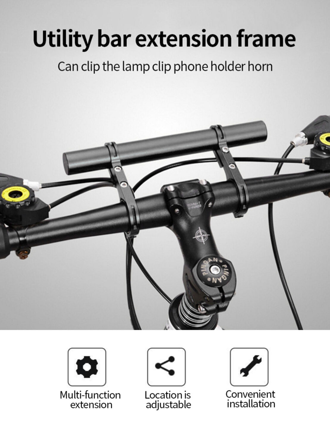 Extensie ghidon 20cm pentru lantern, telefon, gps