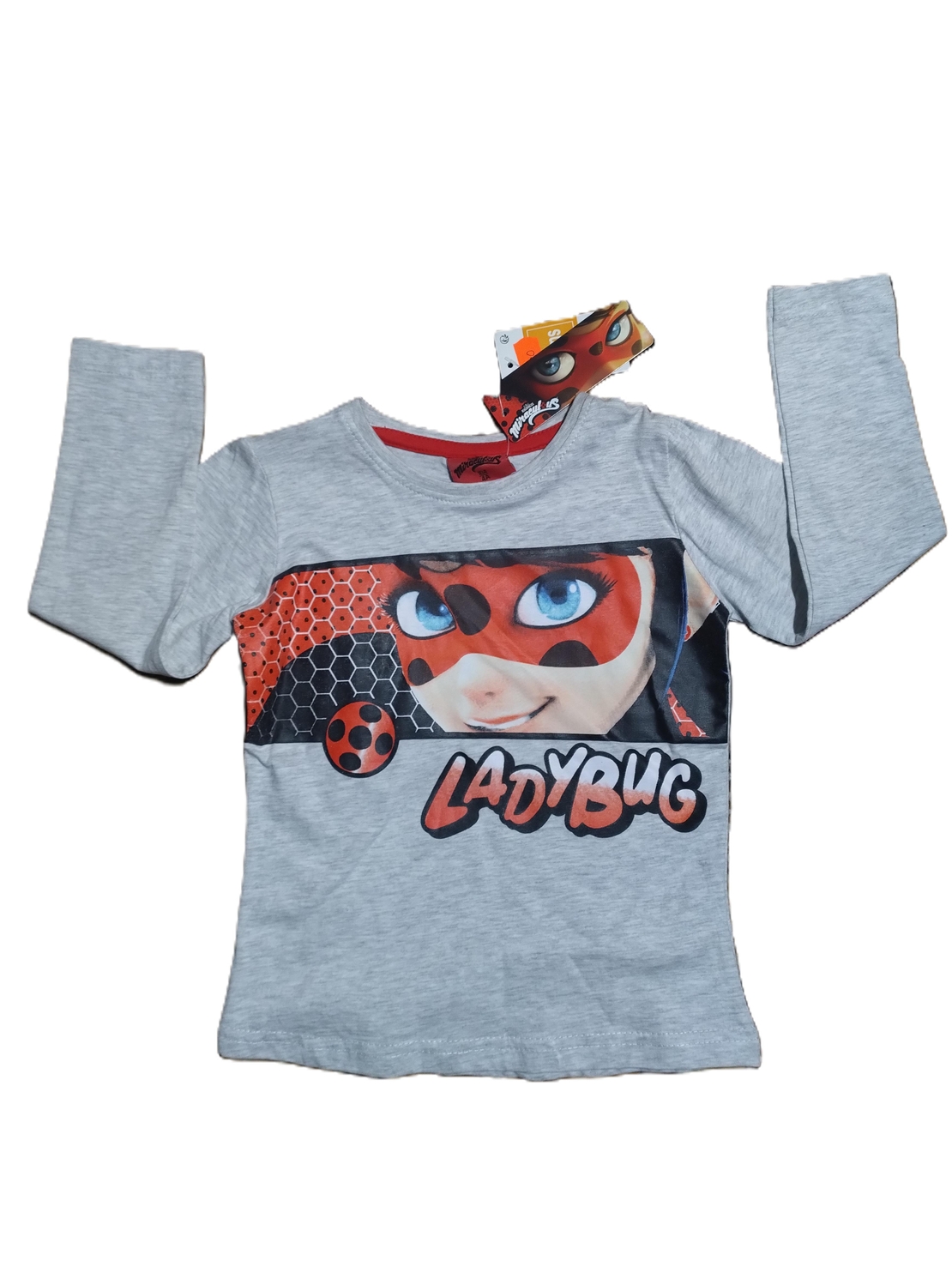 Tricou Lady bug Gri Mâneca Lunga Bumbac