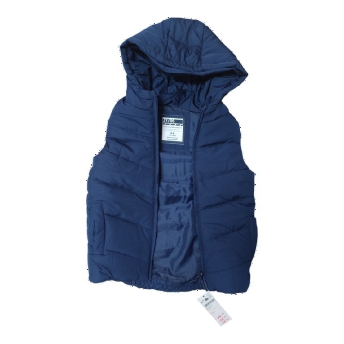 Vestă matlasată puffer cu glugă băieți Zippy Pongee Bleumarin, mărime 5-6 ani - Nouă cu etichetă