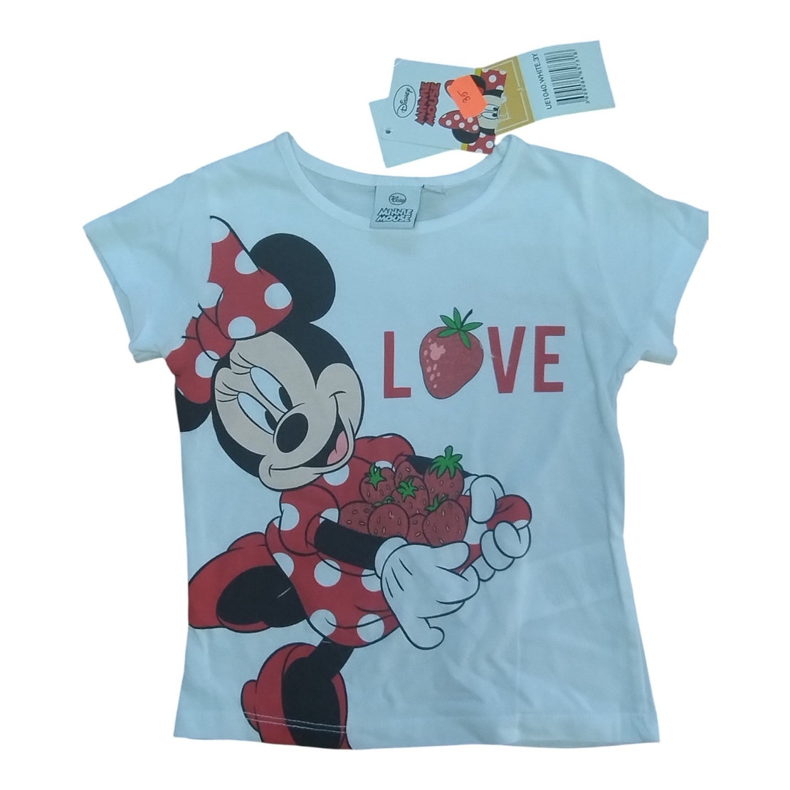 Tricou Minnie Mouse Alb cu glitter pentru 3 ani