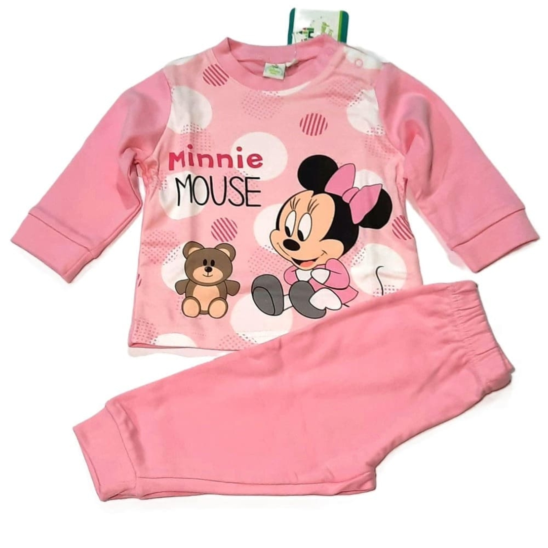 Pijama din Bumbac pentru Fetițe, 2 Piese - Disney Baby Minnie Mouse HQ0304, Roz, 24 Luni