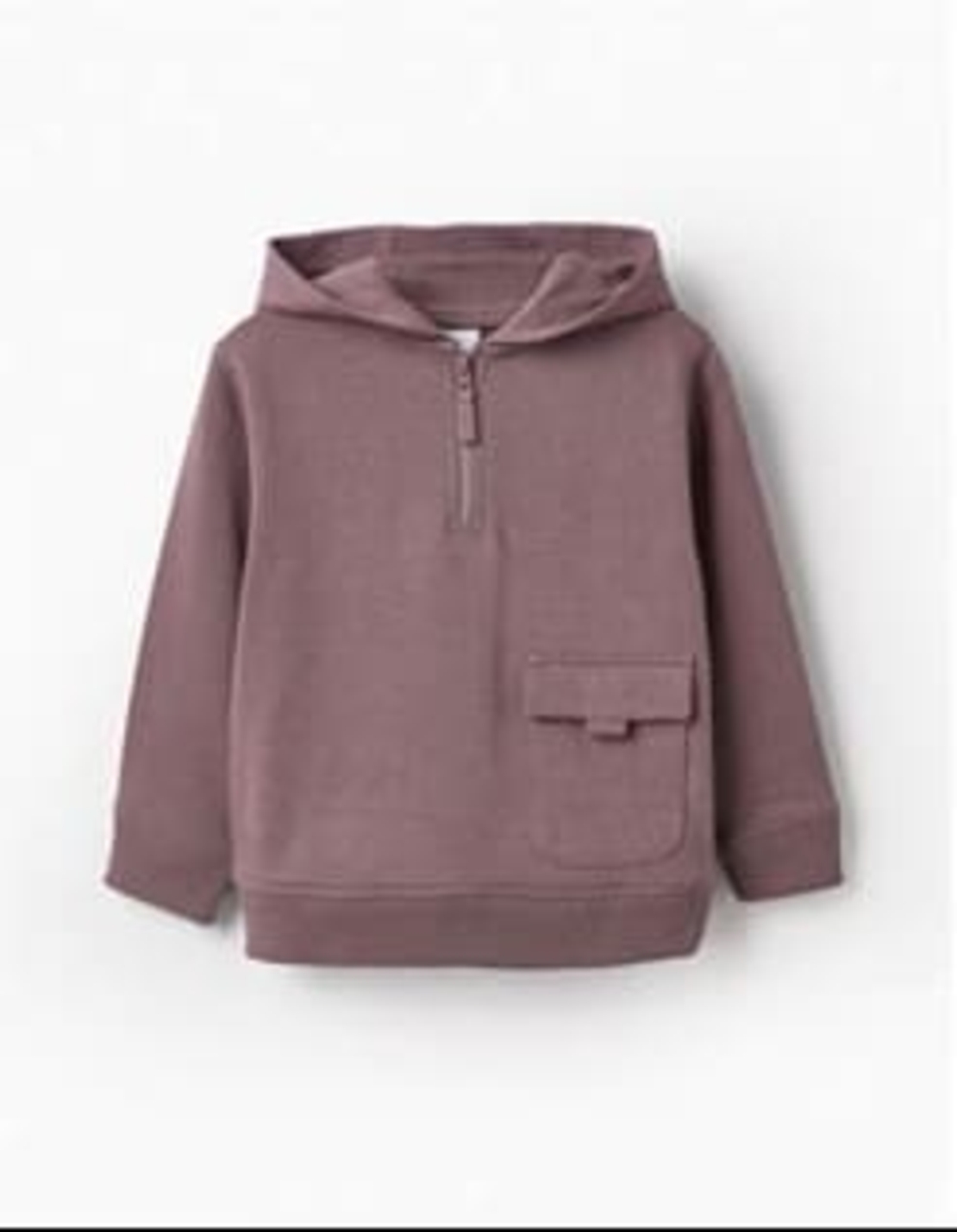 Hanorac premium bumbac gros copii Zippy Half-Zip cu glugă, culoare mov-malva, mărimi 6-14 ani - Nou cu etichetă