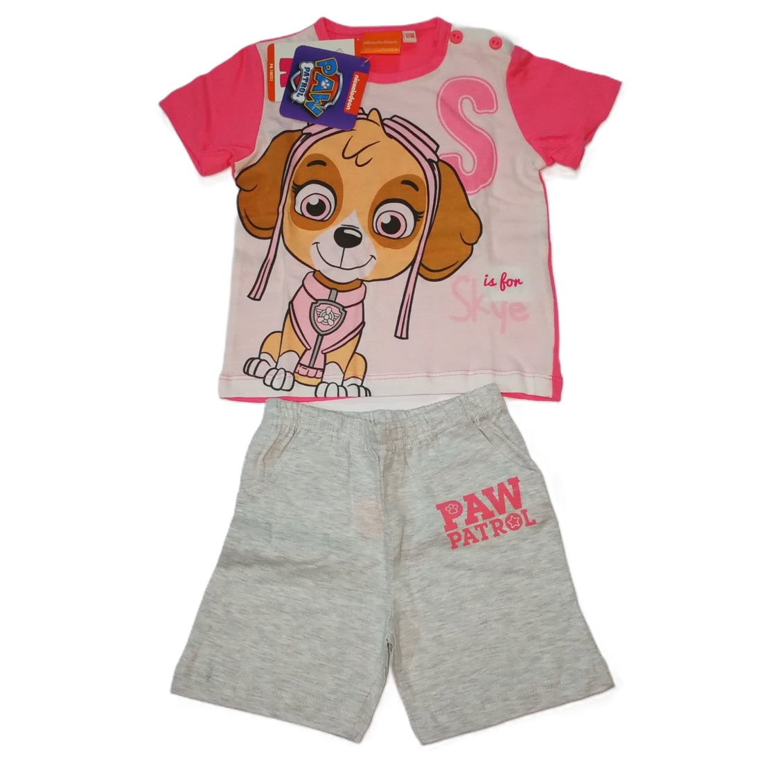 Compleu de Vară Fetițe Paw Patrol Skye – Tricou și Pantaloni Scurți – Nou cu Etichetă