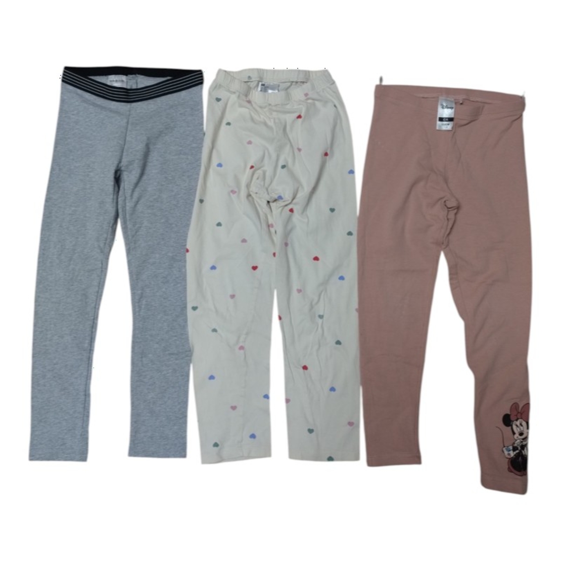 Set / Lot 3 Perechi Colanți Fetiță 6-8 ani (Mărimi 122-128) – H&M (Bumbac 100%), Disney Minnie Mouse și Pepperts — Second Hand Stare Excelentă