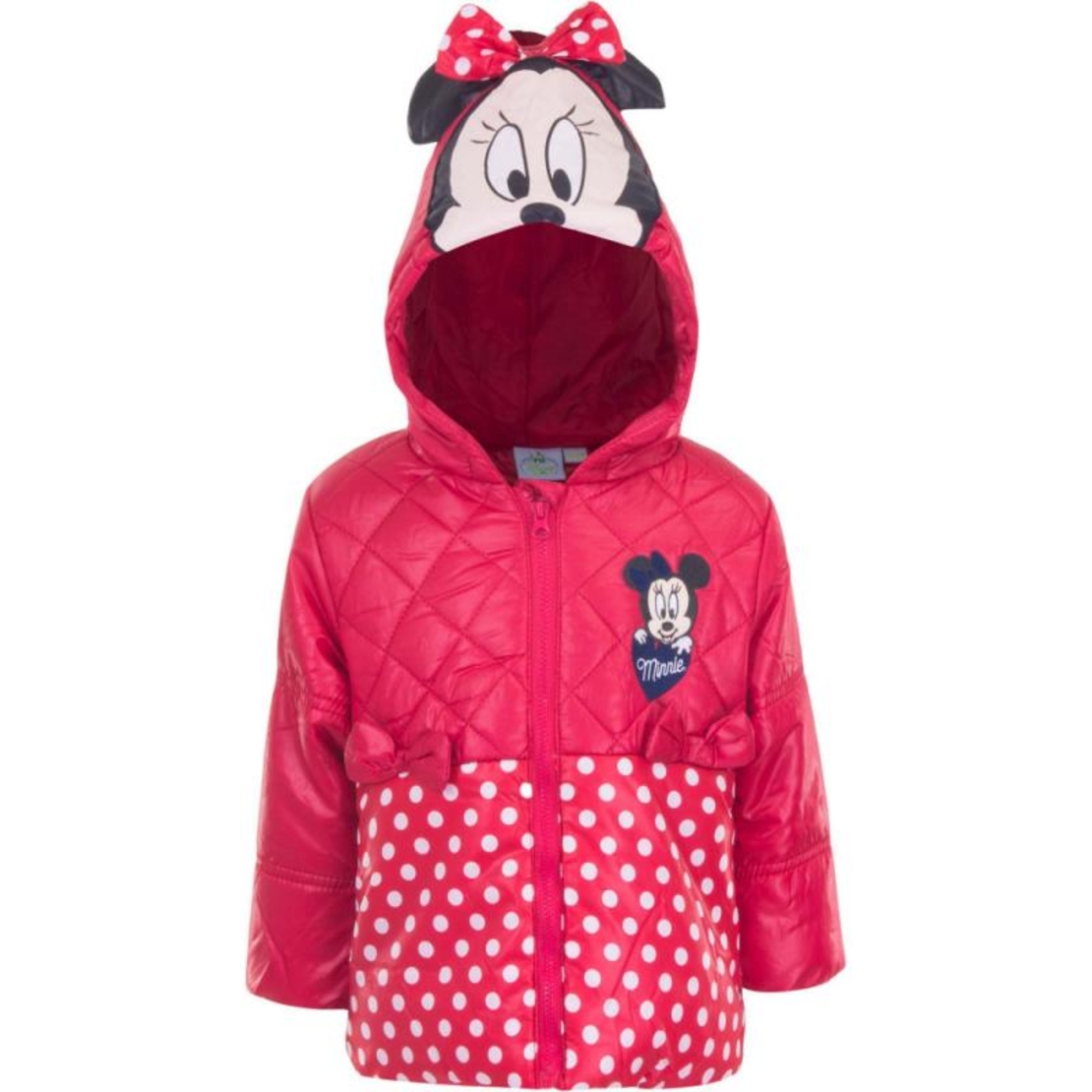 Geacă cu glugă pentru fetițe, model Disney Minnie Mouse pe culoarea roșie