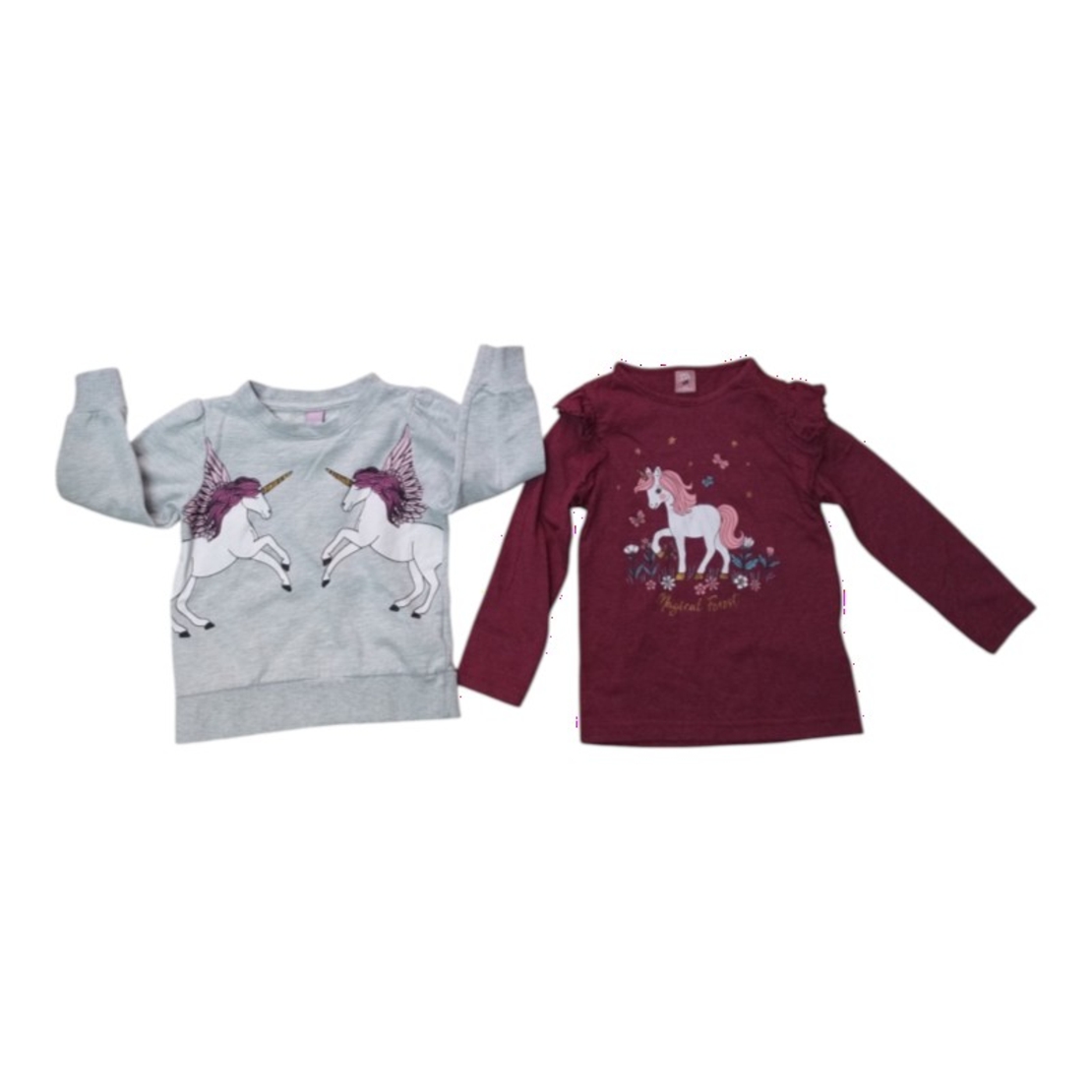 Set 2 bluze premium fete mărimea 98-104 cm (3-4 ani) cu Unicorni și sclipici - Dopodopo și Kiki&Koko - Calitate Extra