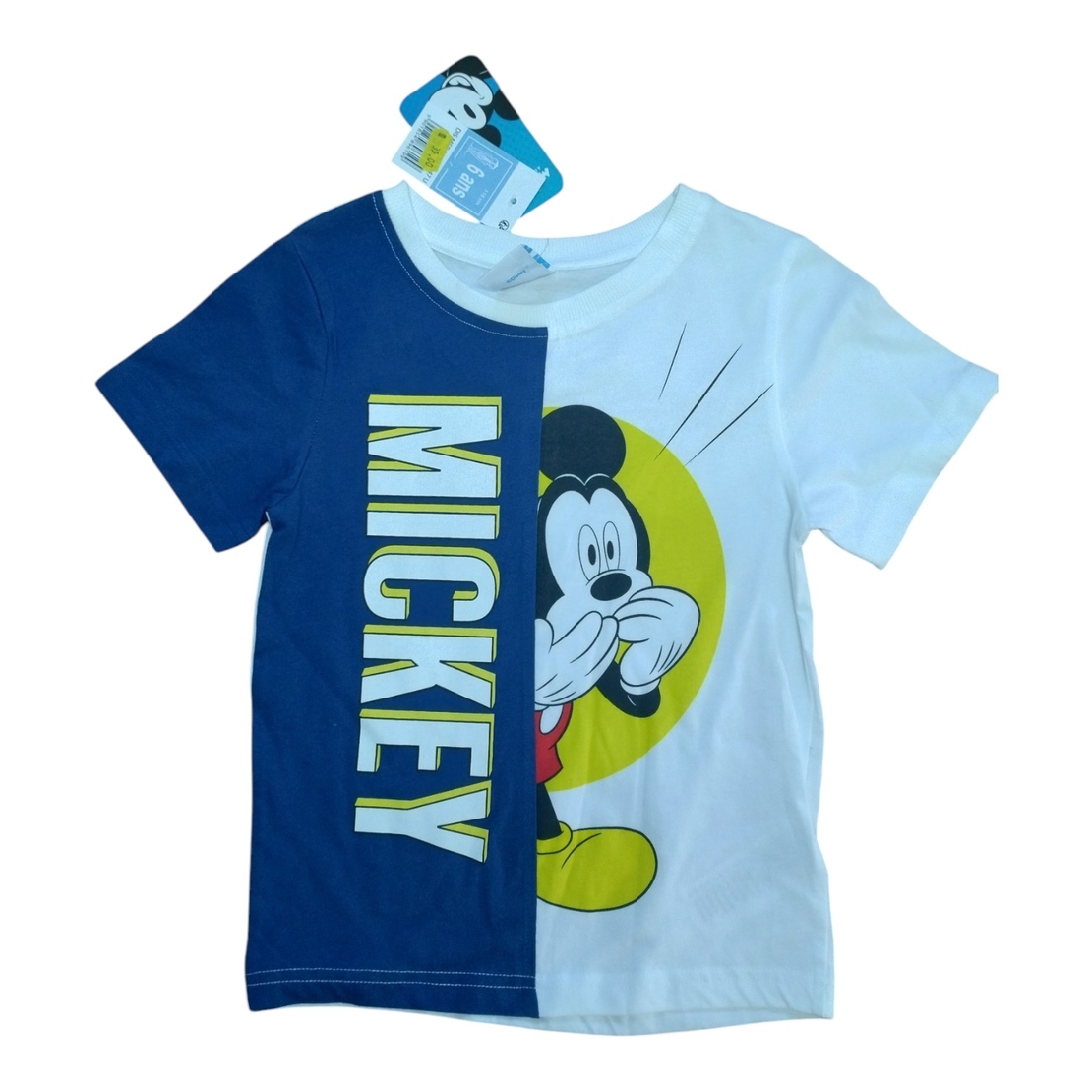 Tricou Mickey,albastru si galben