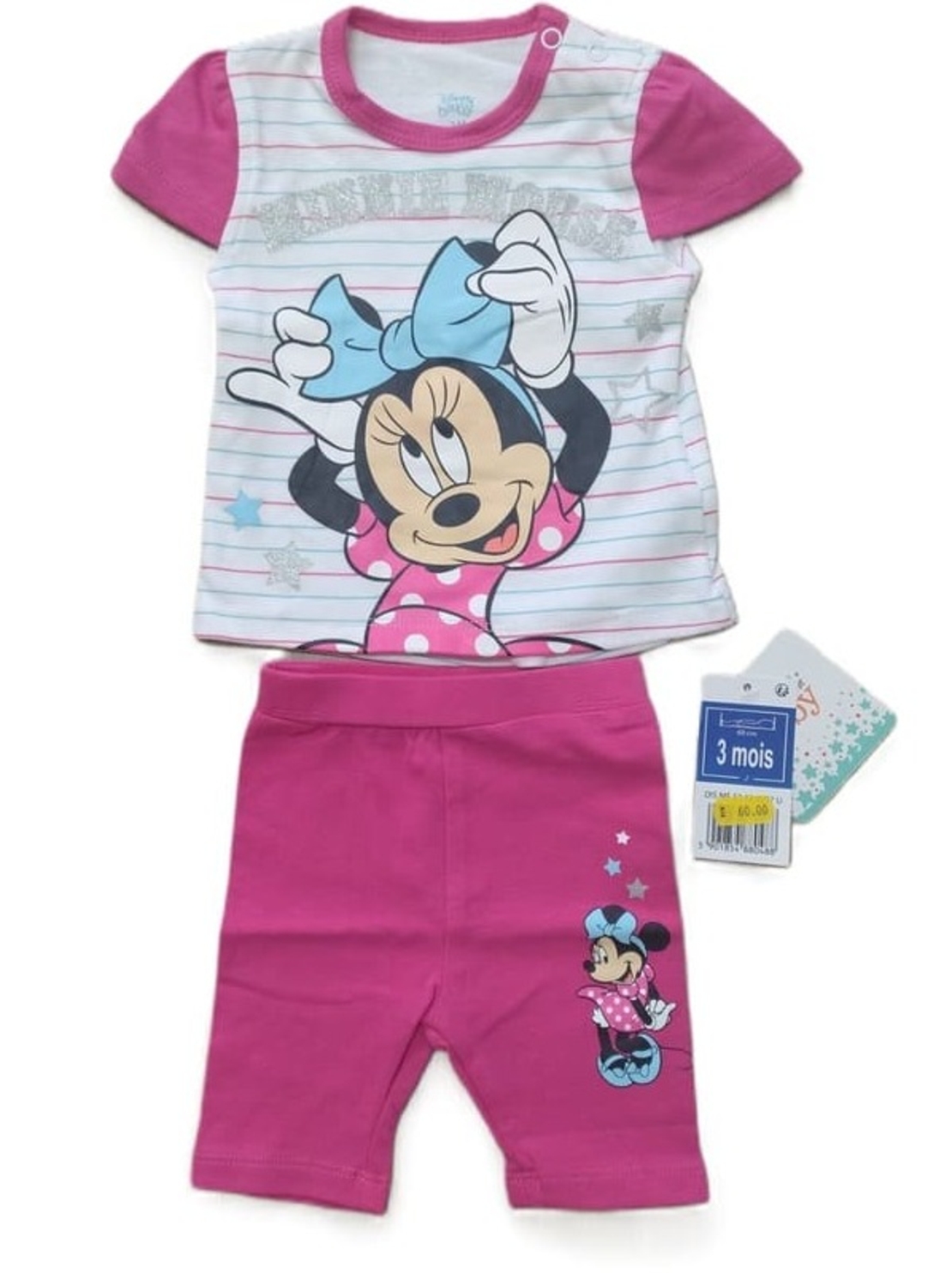 Compleu Minnie Baby Ciclam cu glitter