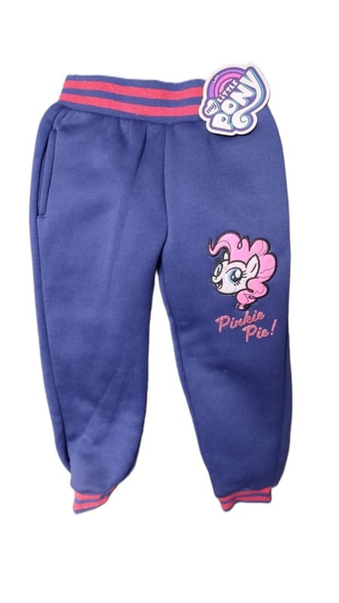 Pantaloni de trening vătuiți bleumarin My Little Pony cu aplicație cusută și glitter, mărimea 98 (3 ani) - Calitate Extra