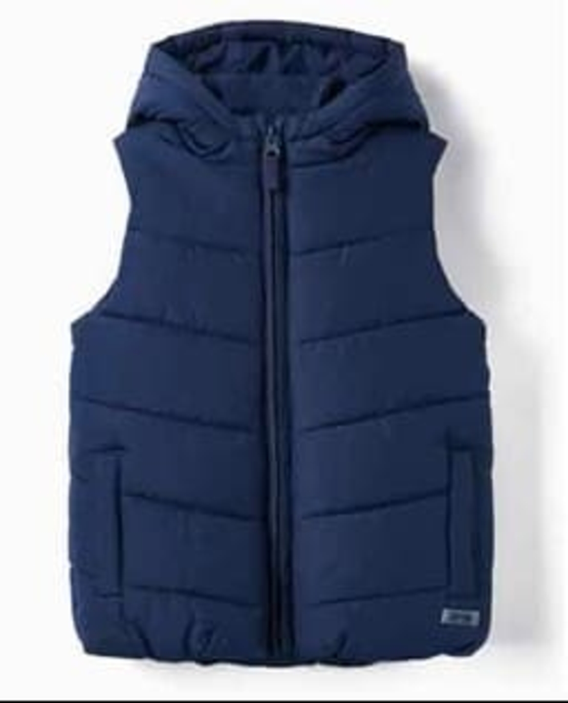 Vestă matlasată puffer cu glugă băieți Zippy Pongee Bleumarin, mărime 5-6 ani - Nouă cu etichetă