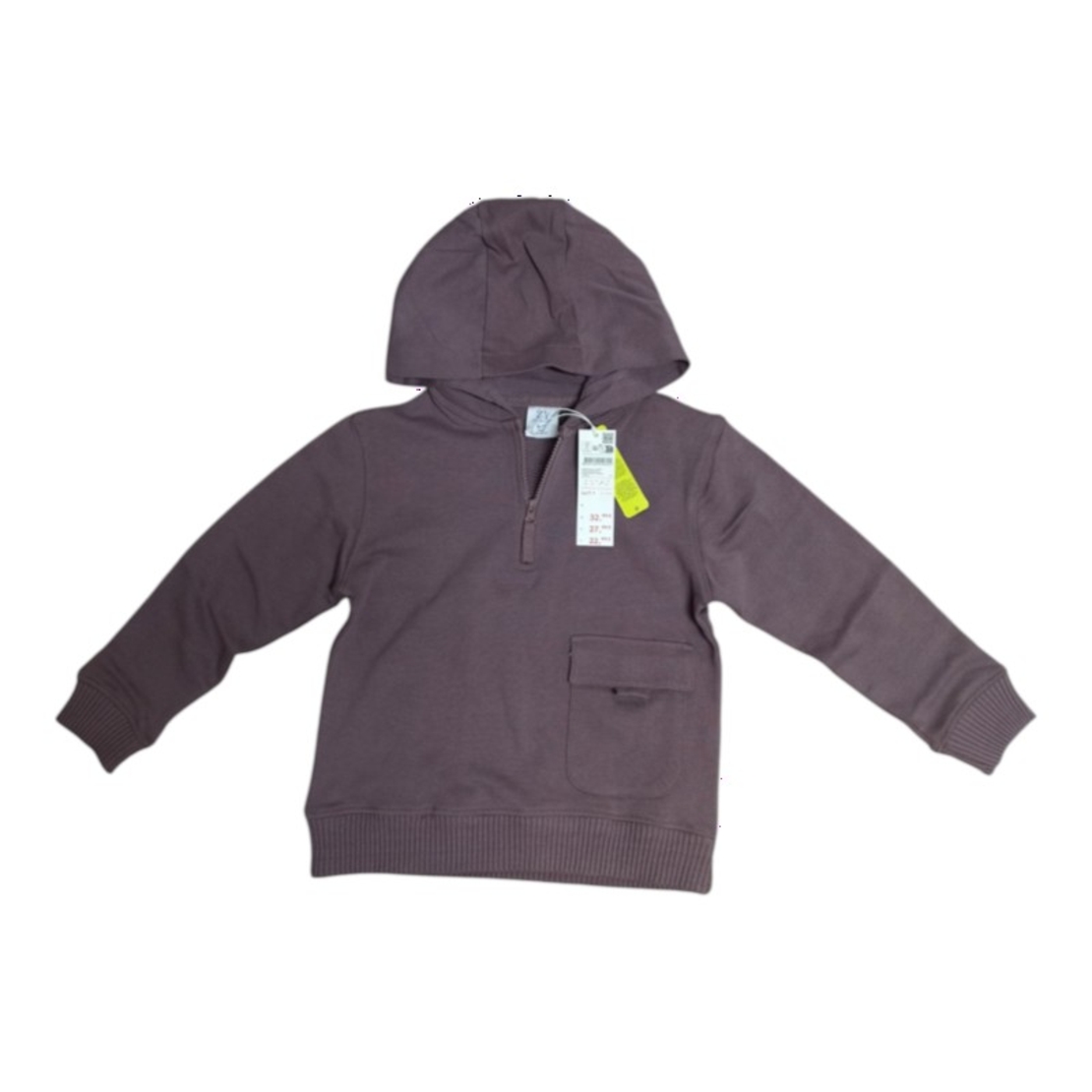 Hanorac premium bumbac gros copii Zippy Half-Zip cu glugă, culoare mov-malva, mărimi 6-14 ani - Nou cu etichetă