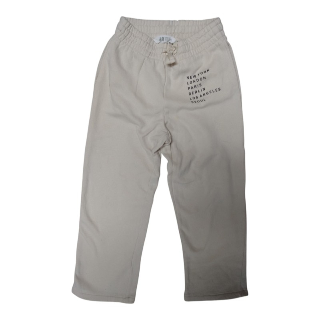 Pantaloni de Trening Vătuiți Crem cu Croială Largă H&M — Mărime 128 (6-7 ani) — Second Hand Stare Excelentă