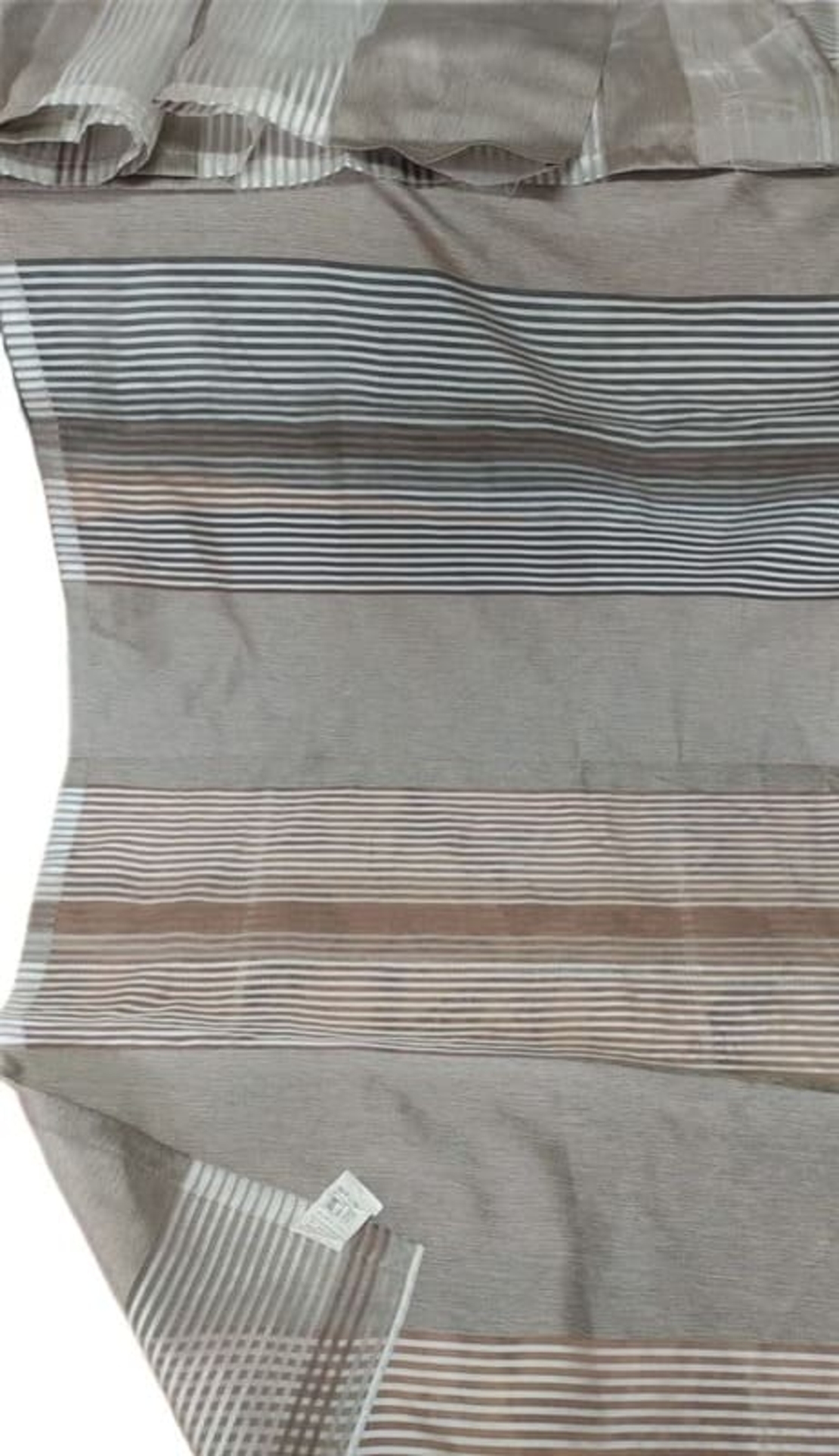 Set 2 Perdele Avelino poliester cu Dungi Maro și Crem, 137 x 245 cm – Secondhand ca Nou