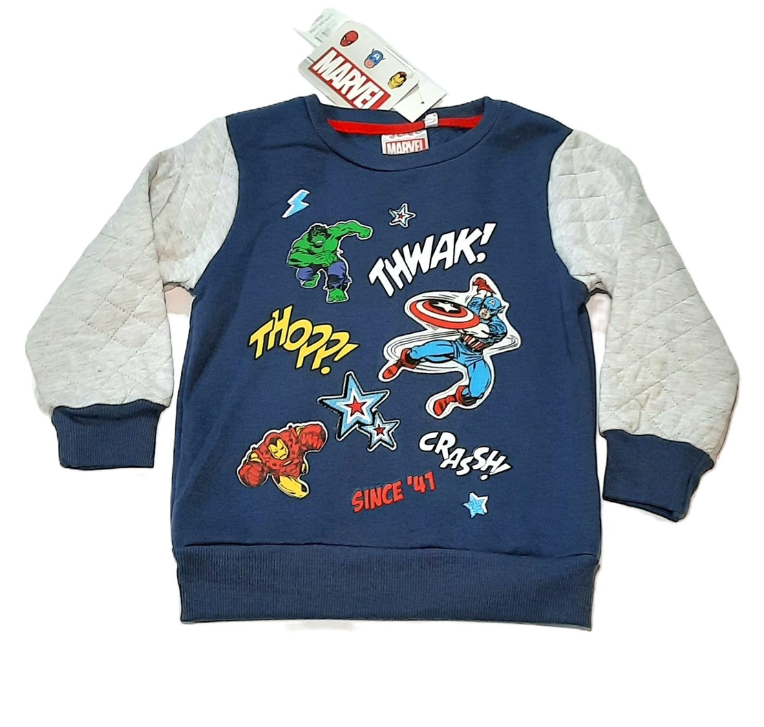 Bluză Băieți Marvel Avengers Bleumarin – Sweatshirt cu Mâneci Matlasate Gri