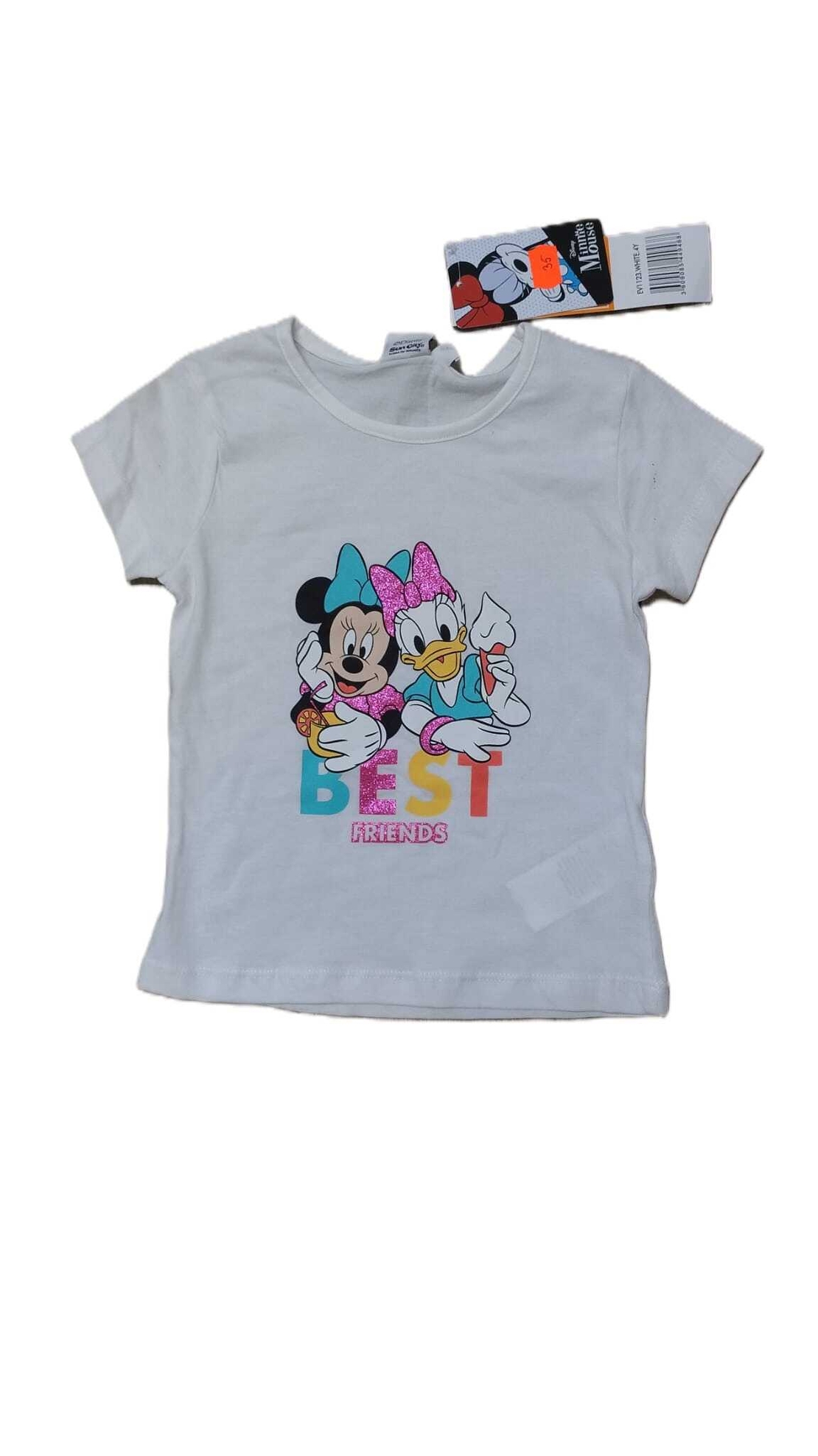 Tricou Minnie Mouse alb cu glitter