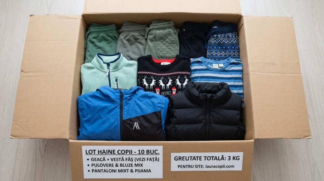 Mega-Lot Băieți 11-12 ani (3 kg) - Geacă, Vestă Fâș, Pulover H&M Gaming și 5 Pantaloni Trening (mărimea 146-152 cm)