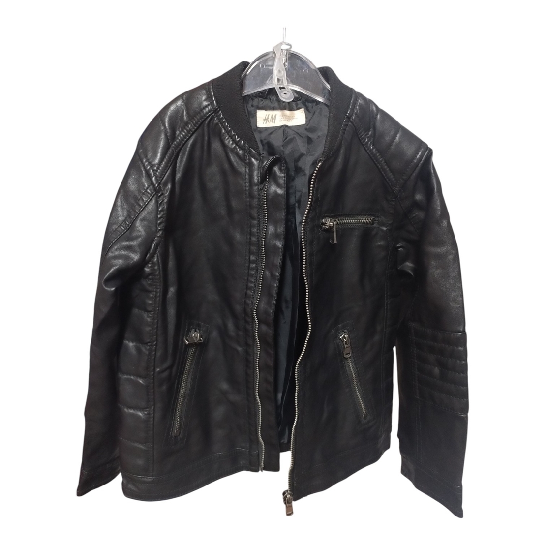 Jachetă Biker din Piele Ecologică H&M cu Detalii Matlasate – Mărimea 116 (6 ani) | Second Hand