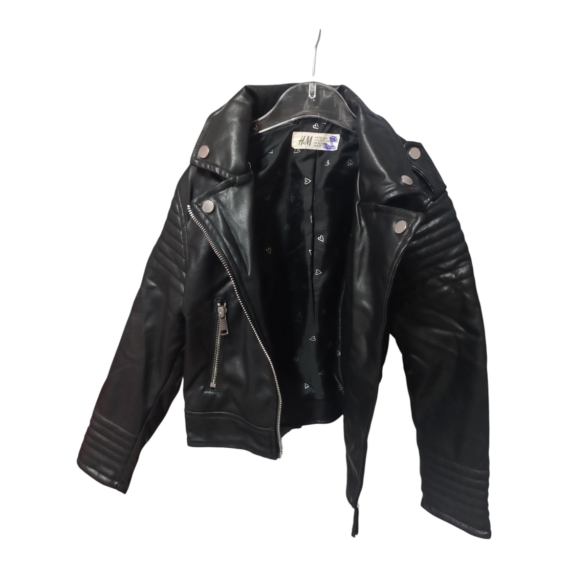 Jachetă Biker din Piele Ecologică H&M, Stil Rock cu Fermoare Asimetrice – Mărimea 6-7 ani (122 cm) | Second Hand
