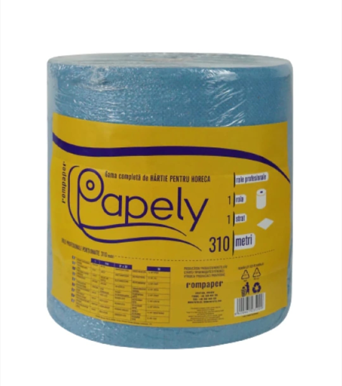 Prosop hartie profesionala albastra 310 m Papely, cu un strat