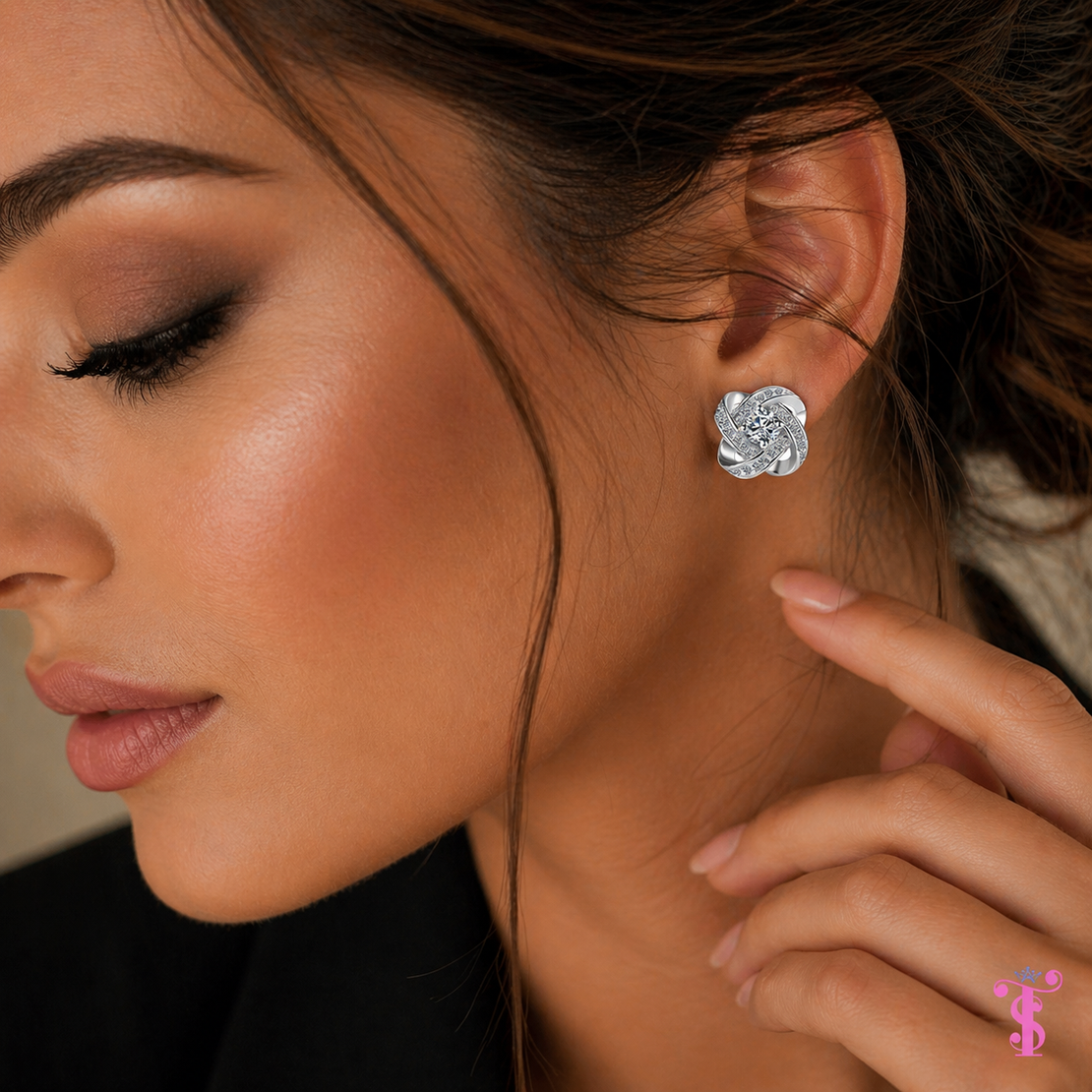 Cercei  Infinity Spark – Argint 925, Zirconiu Strălucitor, Placare Rodiu, Design Elegant Tip Infinity