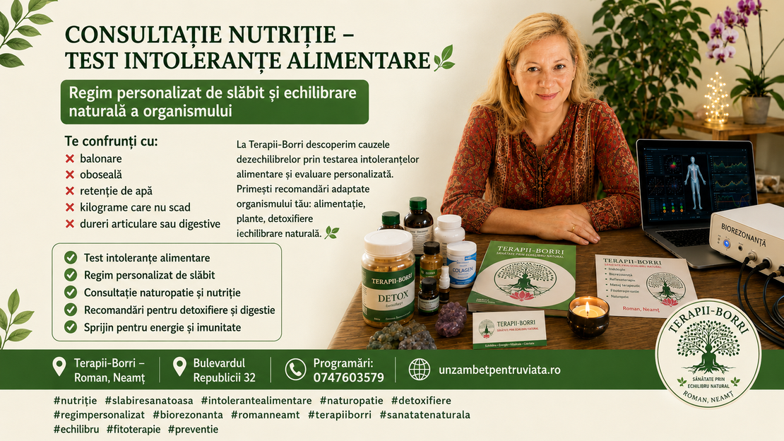 Consultație Nutriție – Test Intoleranțe alimentare cu regim personalizat de slăbit