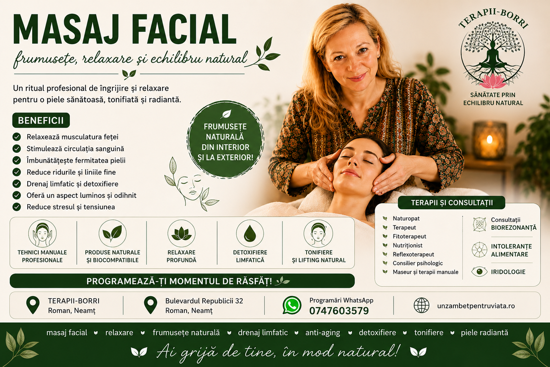 🌿 MASAJ FACIAL – FRUMUSEȚE, RELAXARE ȘI ECHILIBRU NATURAL 🌿