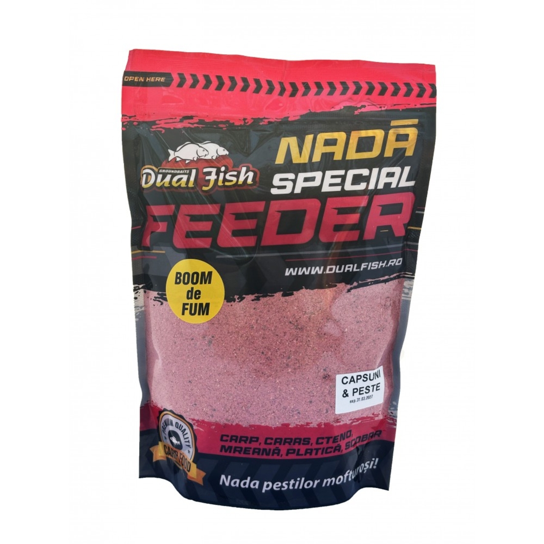 BOOM DE FUM NADA SPECIAL FEEDER, AROMA DE CAPSUNA SI PESTE, 1KG, DUAL FISH
