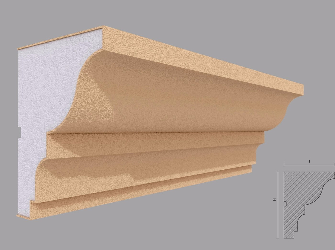 Cornisa decorativa de exterior C416 dimensiuni 150x116x2000mm