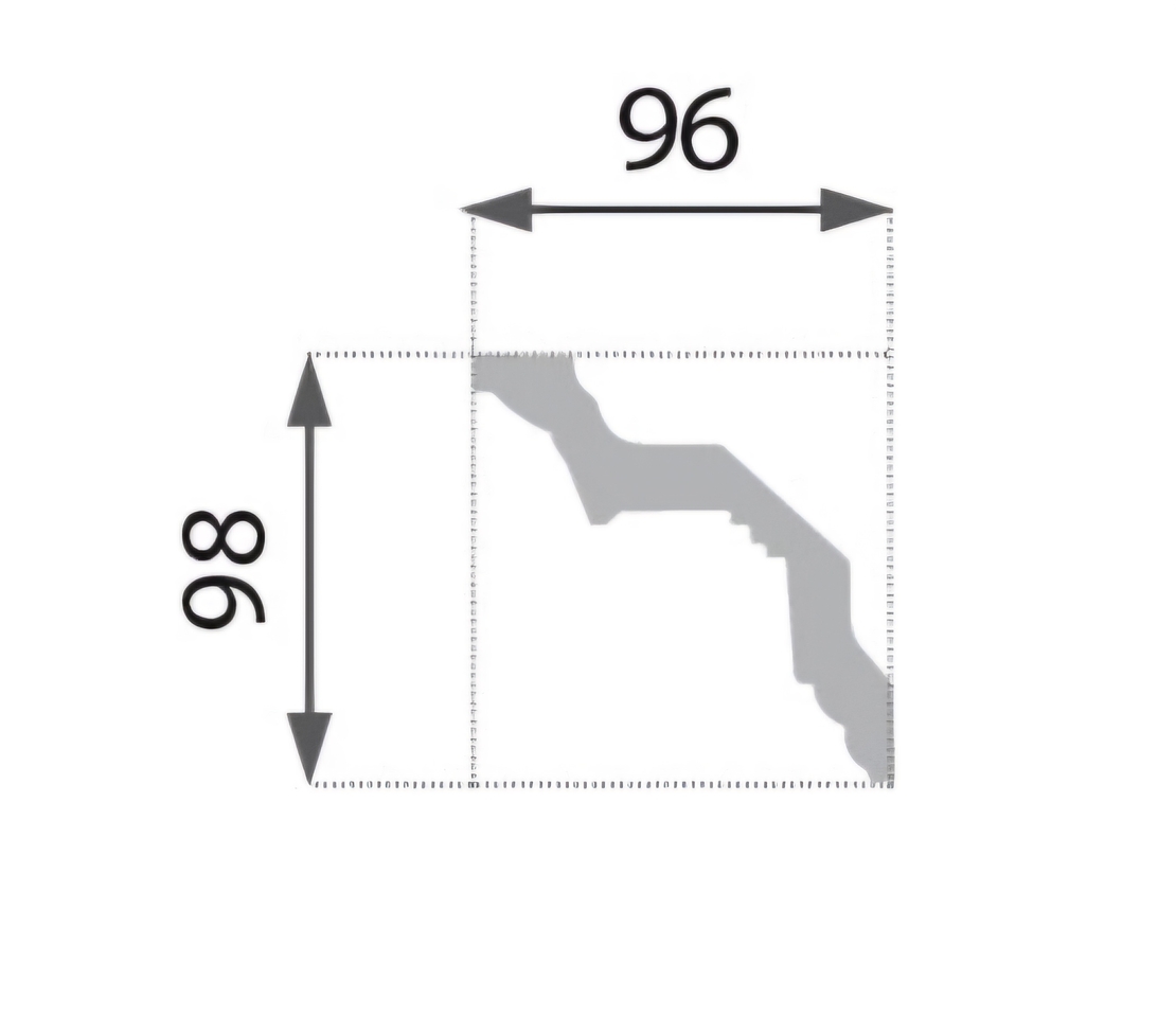 Baghetă decorativă tavan E22 98x96x2000