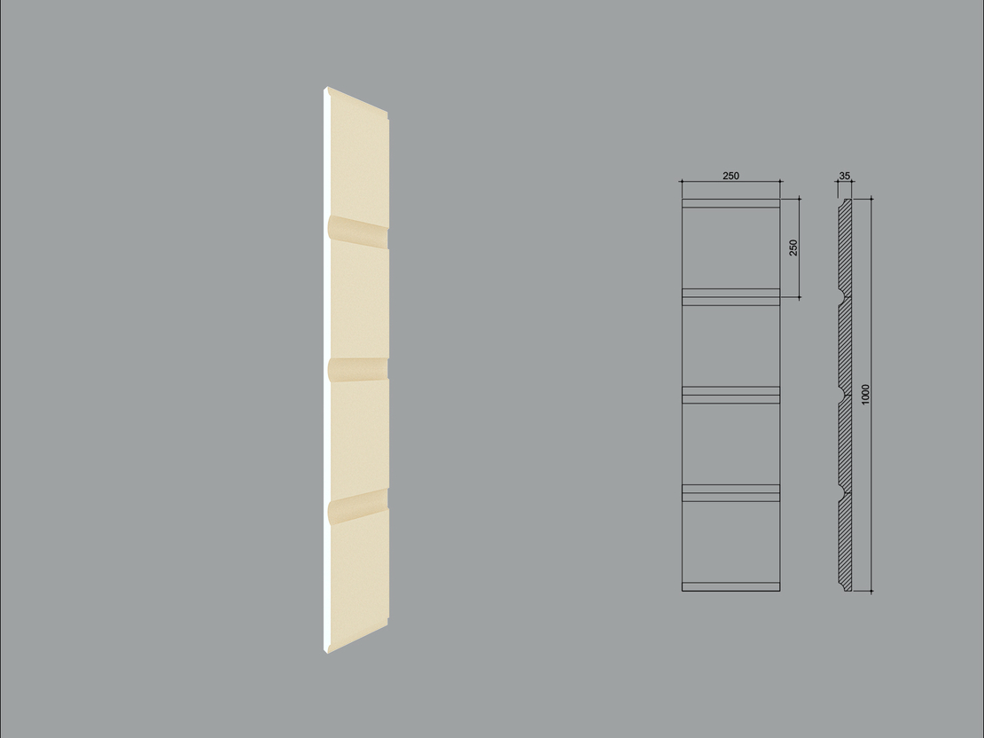 Coltar decorativ de exterior CL01-1M dimensiuni 1000x35x250mm debitat in 45